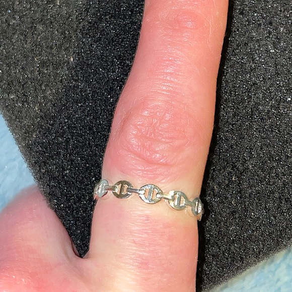 Size 9 sterling silver paper clip link ring - Picture 3 of 4